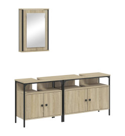 Ensemble de meubles de salle de bain 3 pcs chêne sonoma