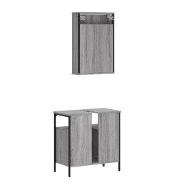 Ensemble de meubles de salle de bain 2 pcs Sonoma gris