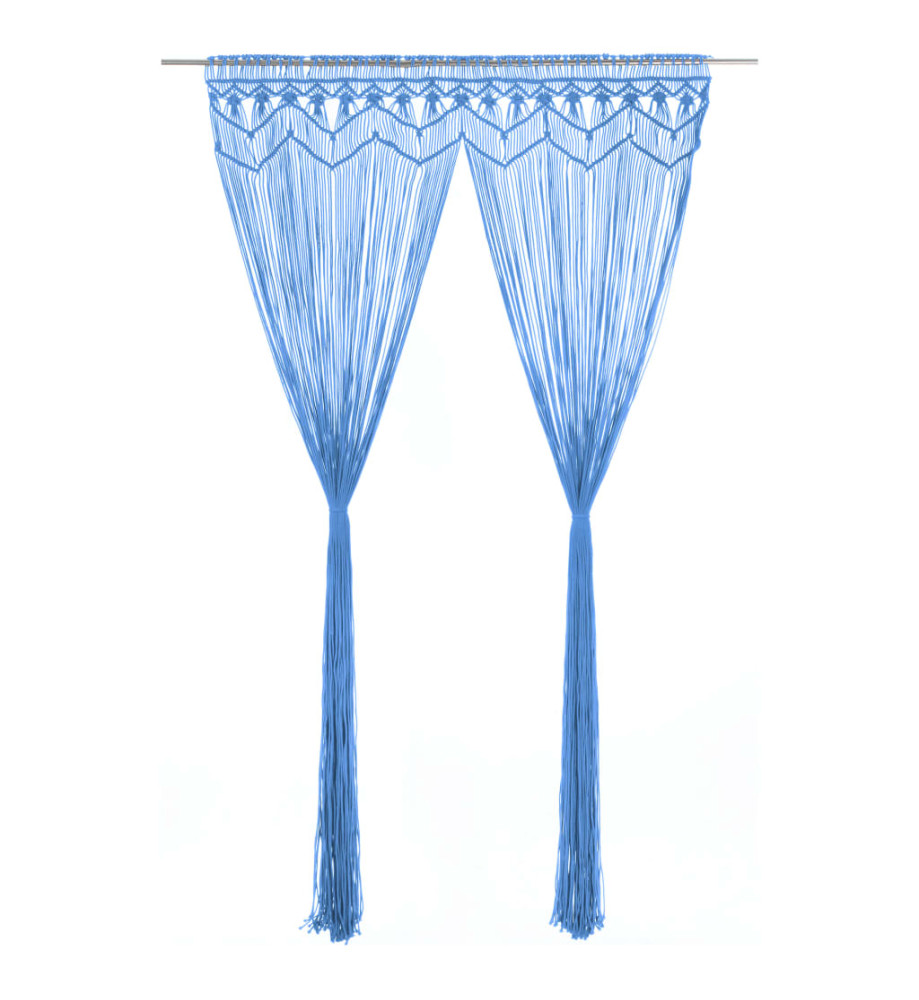 Rideau en macramé Bleu 140x240 cm Coton Rideau en macramé Bleu 140x240 cm Coton