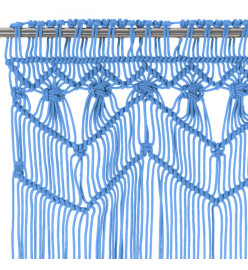Rideau en macramé Bleu 140x240 cm Coton