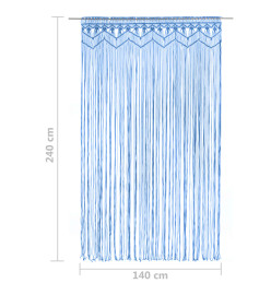 Rideau en macramé Bleu 140x240 cm Coton