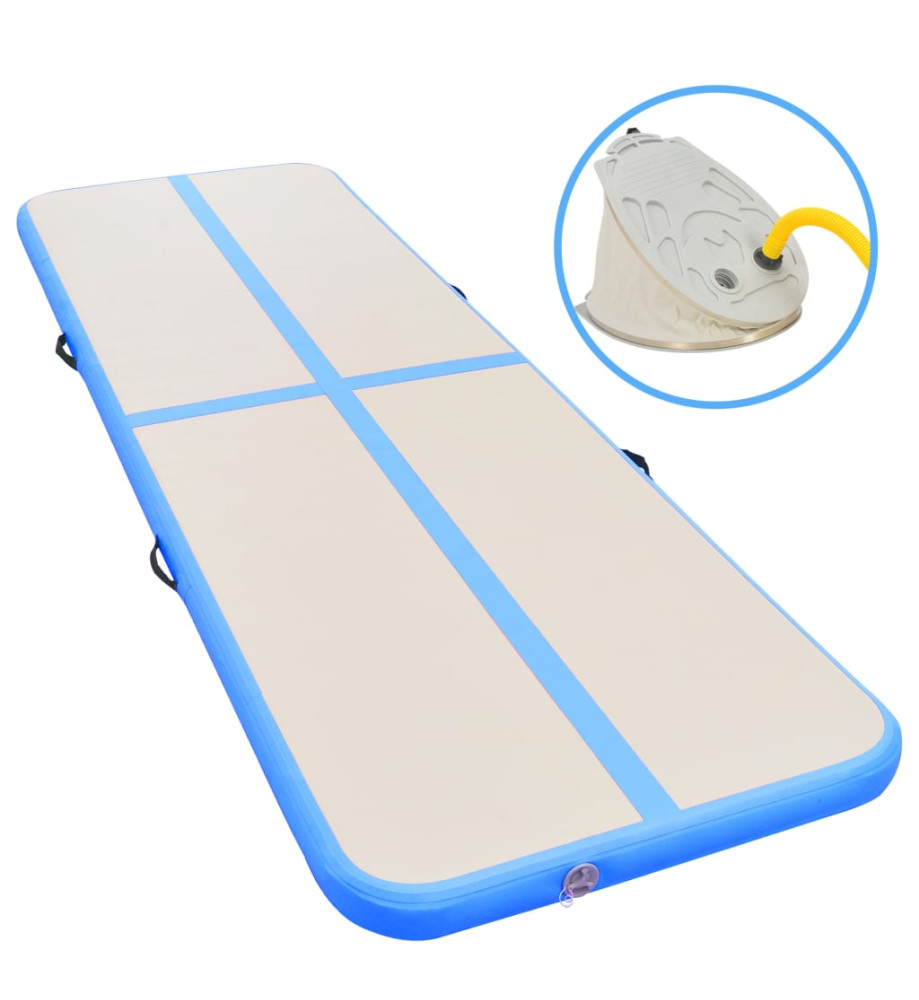 Tapis gonflable de gymnastique avec pompe 500x100x10cm PVC Bleu