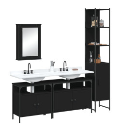 Ensemble de meubles salle de bain 4 pcs noir bois d'ingénierie