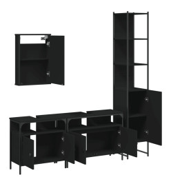 Ensemble de meubles salle de bain 4 pcs noir bois d'ingénierie