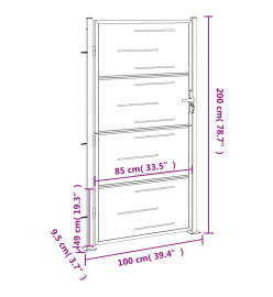 Portail de jardin 100x200 cm acier inoxydable