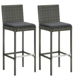 Ensemble de bar de jardin 3 pcs et coussins Résine tressée Gris