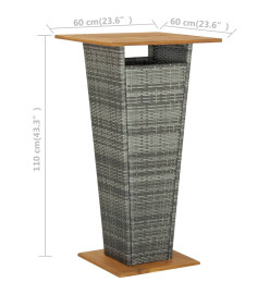 Ensemble de bar de jardin 3 pcs et coussins Résine tressée Gris