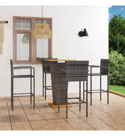 Ensemble de bar de jardin 5 pcs Gris