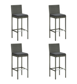 Ensemble de bar de jardin 5 pcs et coussins Résine tressée Gris