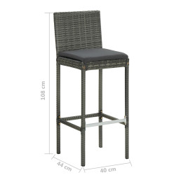 Ensemble de bar de jardin 5 pcs et coussins Résine tressée Gris