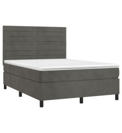 Lit à sommier tapissier et matelas Gris foncé 140x190cm Velours