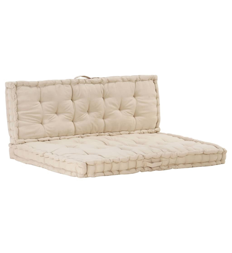 Coussins de plancher de palette 2 pcs Coton Beige Coussins de plancher de palette 2 pcs Coton Beige