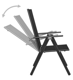 Mobilier de bistro 3 pcs Aluminium et textilène Noir