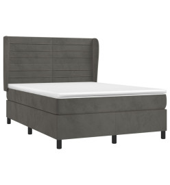 Lit à sommier tapissier et matelas Gris foncé 140x200cm Velours