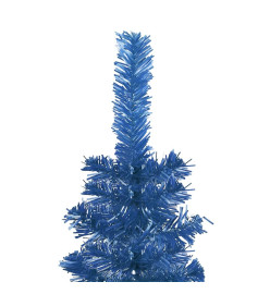 Arbre de Noël mince avec LED et boules Bleu 210 cm