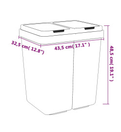 Poubelle double blanc 2x25 L