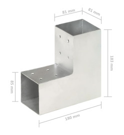 Connecteur de poteau Forme en L Métal galvanisé 81x81 mm