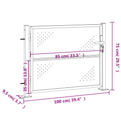 Portail de jardin 100x75 cm acier inoxydable