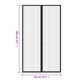 Rideaux de porte anti-insectes 2 pcs avec aimants noir 200x80cm