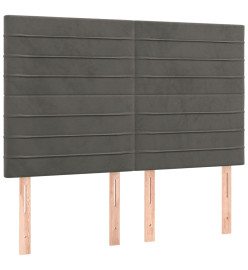 Sommier tapissier matelas et LED Gris foncé 140x200 cm Velours