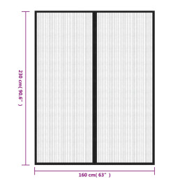 Rideaux de porte anti-insectes 2 pcs et aimants noir 230x160 cm