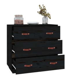 Buffet Noir 80x40x75 cm Bois massif de pin