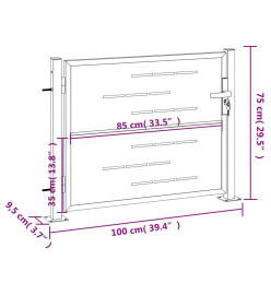 Portail de jardin 100x75 cm acier inoxydable