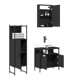 Ensemble de meubles salle de bain 3 pcs noir bois d'ingénierie