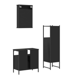 Ensemble de meubles salle de bain 3 pcs noir bois d'ingénierie