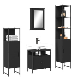 Ensemble de meubles salle de bain 4 pcs noir bois d'ingénierie