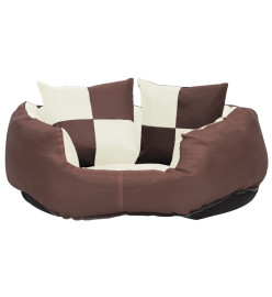 Coussin réversible lavable de chien Marron et crème 65x50x20 cm