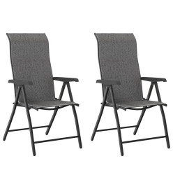 Chaises pliables de jardin 2 pcs gris résine tressée