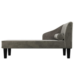 Chaise longue avec traversin gris foncé velours