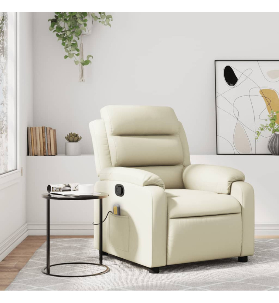Fauteuil inclinable de massage Crème Similicuir Fauteuil inclinable de massage Crème Similicuir