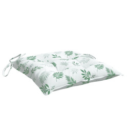 Coussins de chaise 2 pcs à motif de feuilles 40x40x7 cm tissu