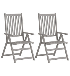 Chaises inclinables de jardin 2 pcs avec coussins Bois d'acacia