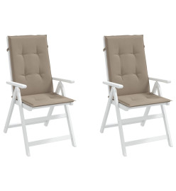 Coussins de chaise de jardin dossier haut lot de 2 taupe tissu