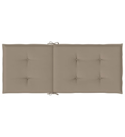 Coussins de chaise de jardin dossier haut lot de 2 taupe tissu