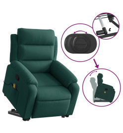 Fauteuil de massage inclinable Vert foncé Velours