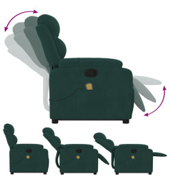 Fauteuil de massage inclinable Vert foncé Velours