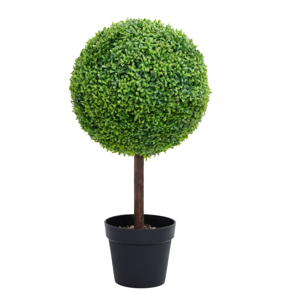 Plante de buis artificiel avec pot Forme de boule Vert 50 cm