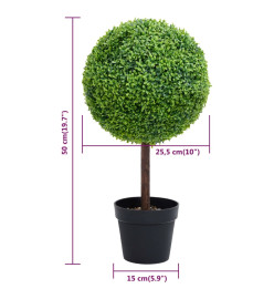 Plante de buis artificiel avec pot Forme de boule Vert 50 cm