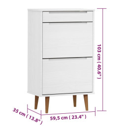 Armoire à chaussures MOLDE Blanc 59,5x35x103 cm Bois de pin