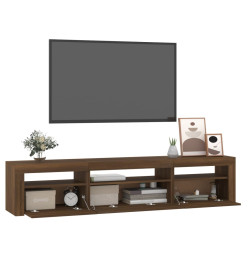 Meuble TV avec lumières LED Chêne marron 195x35x40 cm