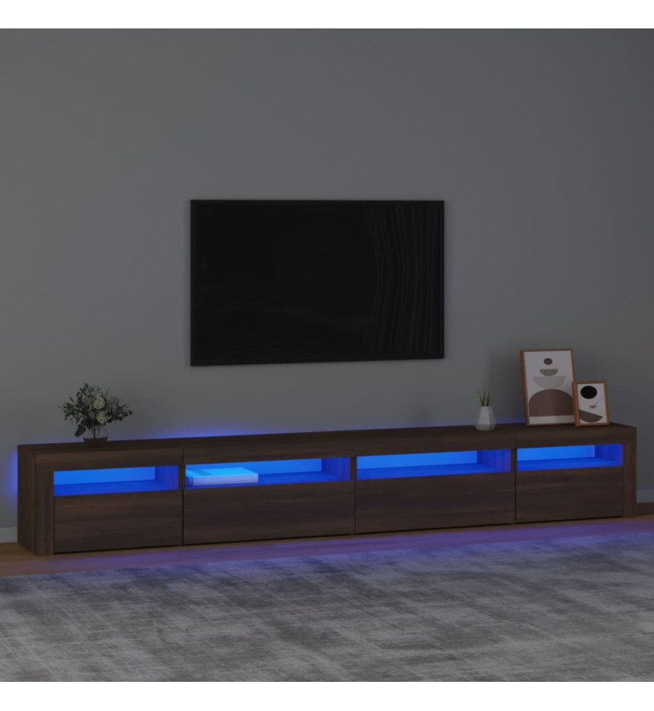 Meuble TV avec lumières LED Chêne marron 270x35x40 cm