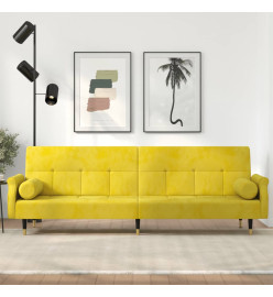 Canapé-lit avec coussins jaune velours
