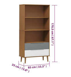 Bibliothèque MOLDE Marron 85x35x170,5 cm Bois massif de pin