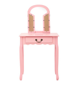 Coiffeuse et tabouret Rose 65x36x128 cm Bois de paulownia MDF