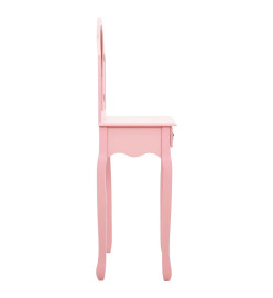 Coiffeuse et tabouret Rose 65x36x128 cm Bois de paulownia MDF