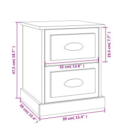 Tables de chevet 2 pcs noir 39x39x47,5 cm bois d'ingénierie